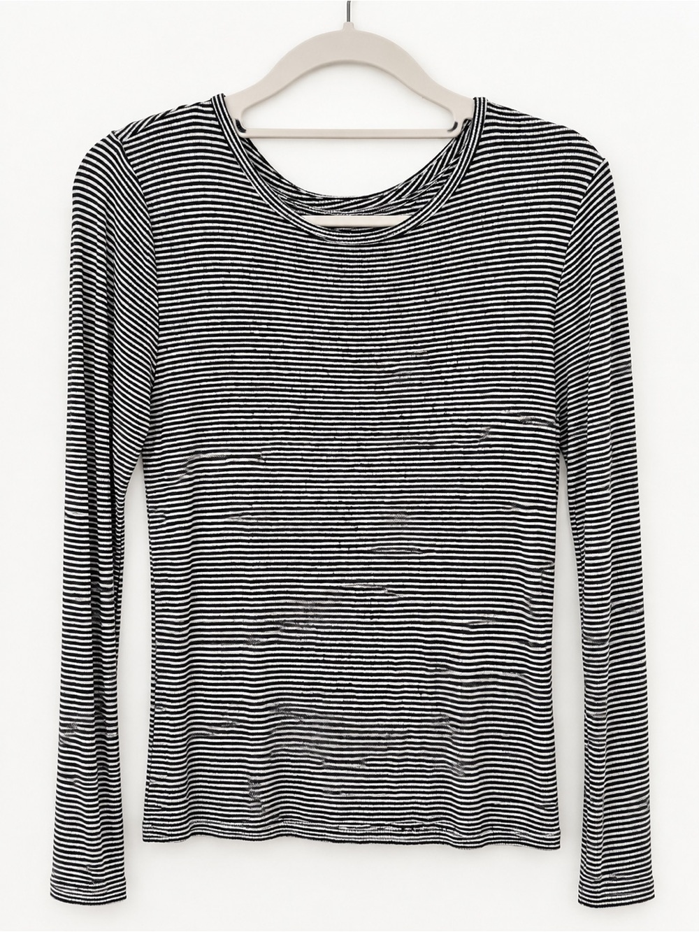 Navy and White Striped Long-Sleeve Tee